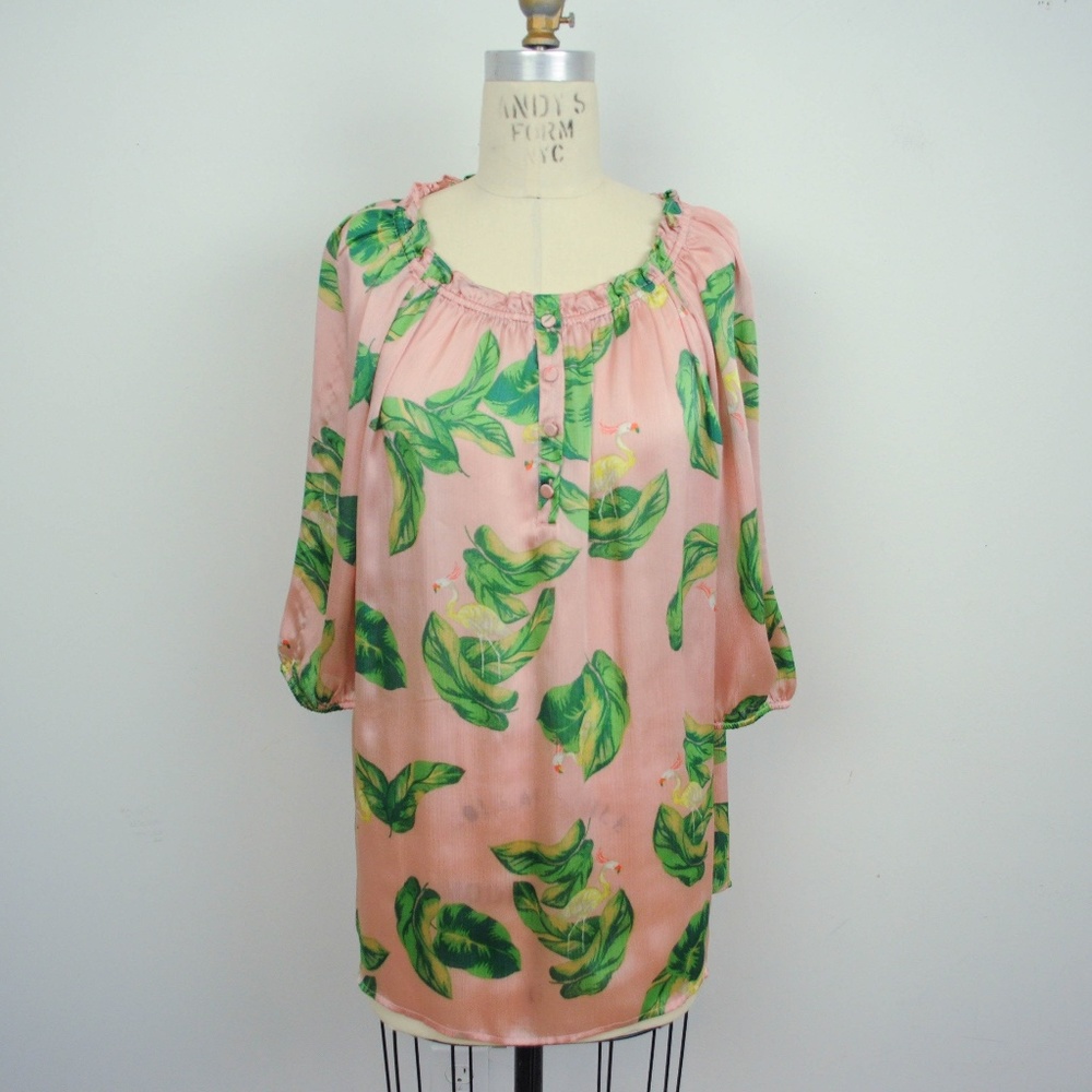 ❤️3/$29 The Webster Miami Tropical Leaf Top Tunic